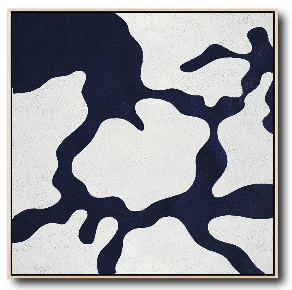 Buy Large Canvas Art Online - Hand Painted Navy Minimalist Painting On Canvas - Modern Art Sculpture Large